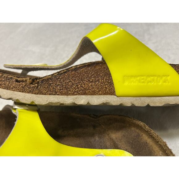 Birkenstock Gizeh Sandals Shoes Women’s Size 38 Size 8 Neon Leather Thong Slides - Picture 8 of 8